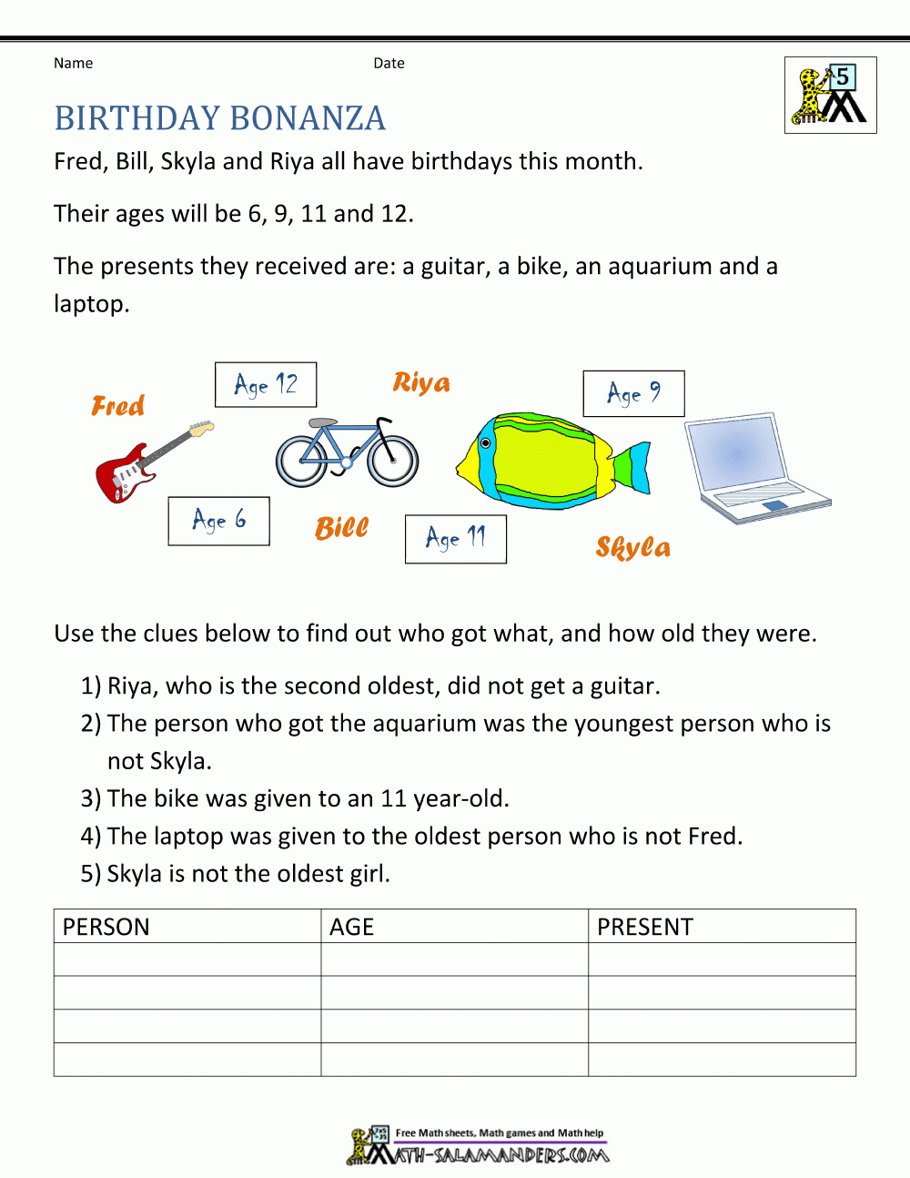 Math Logic Problems intended for Math Logic Problems Printable