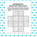 Mathematics Word Path Grid Puzzle | Math = Love Inside Matrix Puzzles High School