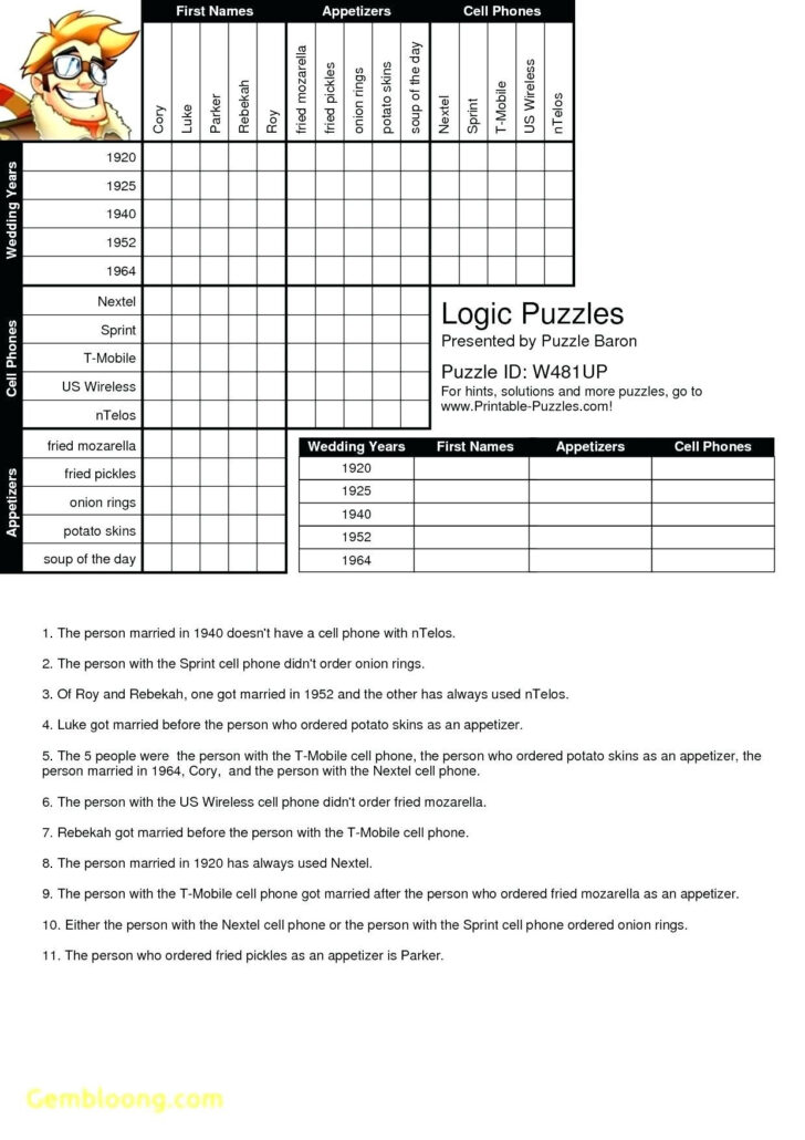 Free Printable Logic Puzzles For High School