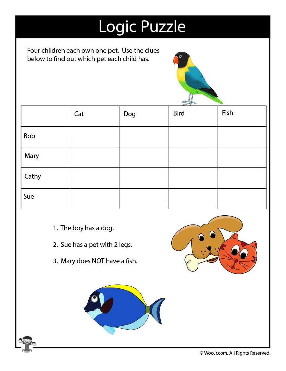 Printable Logic Puzzles For Kids | Woo! Jr. Kids Activities in 3rd Grade Logic Puzzles Printable