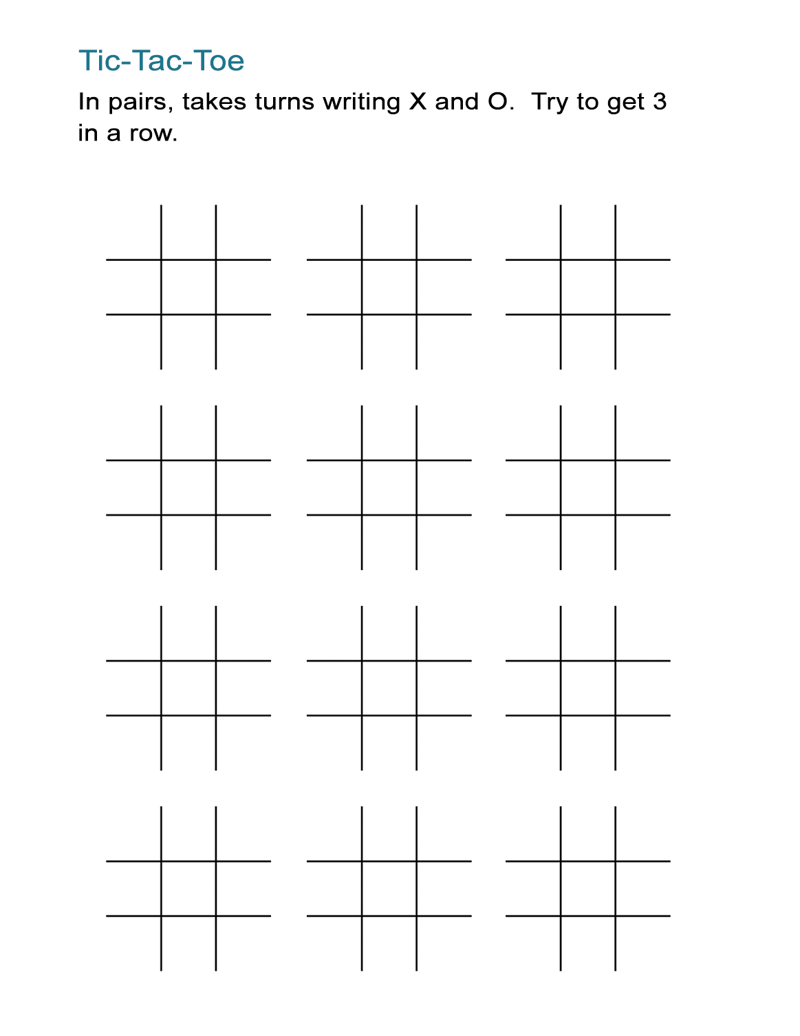 Printable Tic-Tac-Toe Sheets - All Esl throughout Tic Tac Logic Printable