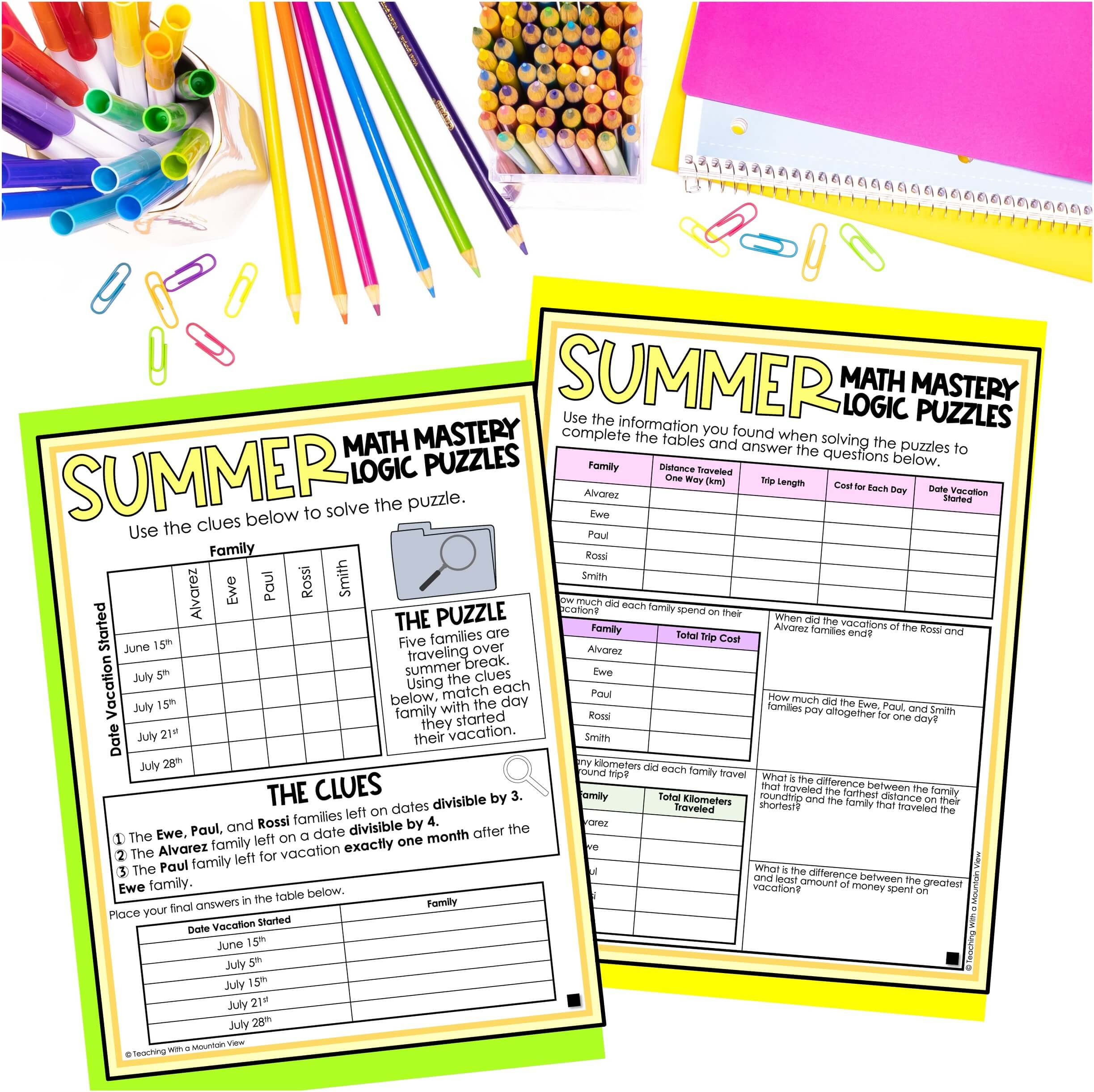 Summer Math Logic Puzzles Activities For Critical Thinking regarding Logic Table Puzzles