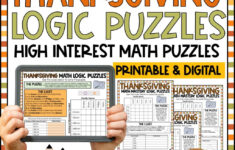Thanksgiving Math Logic Puzzles Activities For Critical Thinking in Free Printable Thanksgiving Logic Puzzles