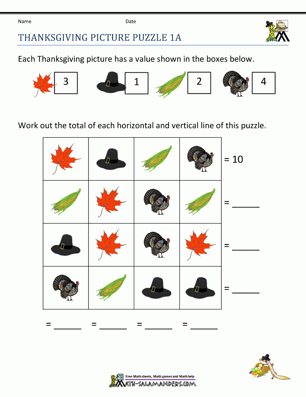 Thanksgiving Math Puzzles throughout Thanksgiving Logic Puzzle Printables