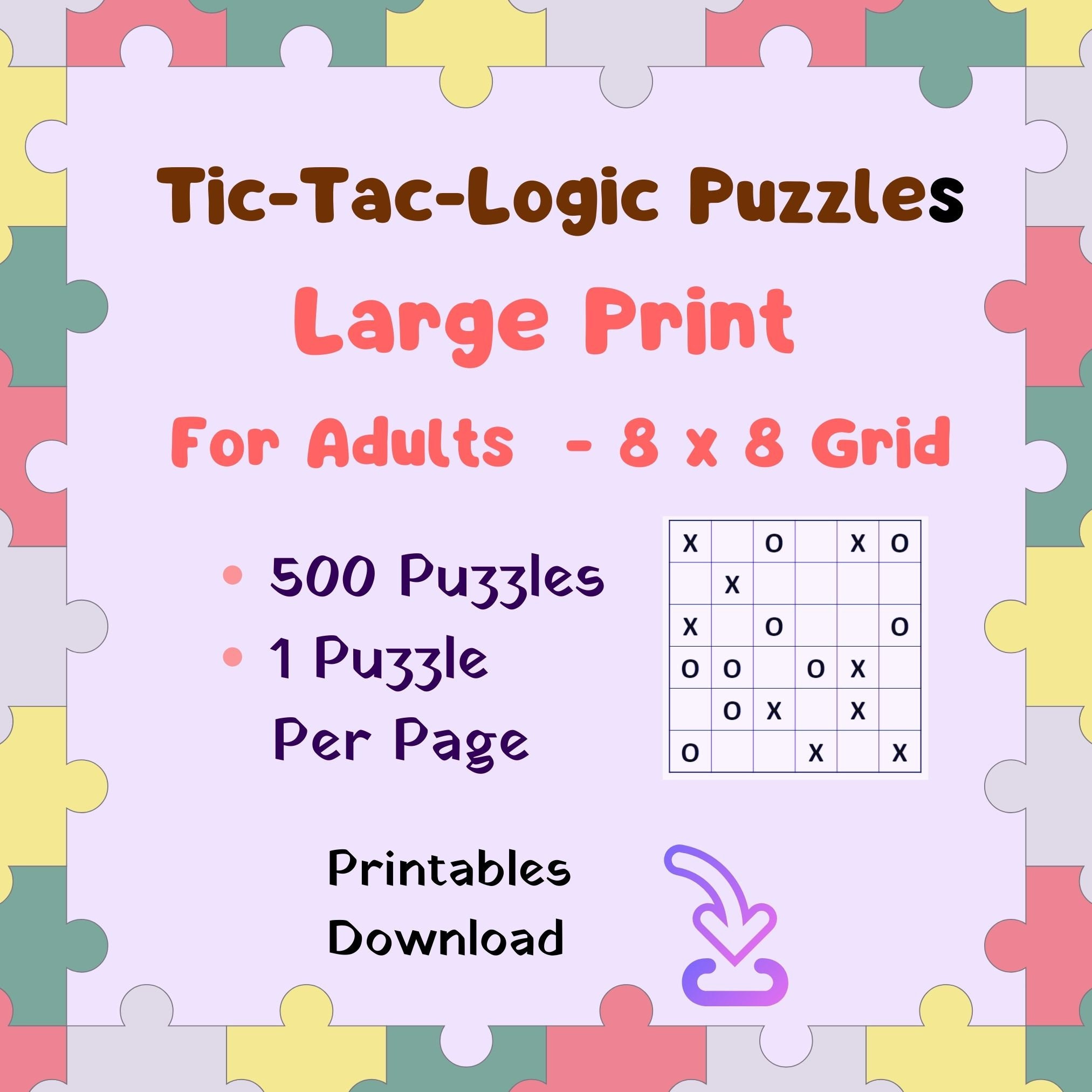 Tic Tac Logic - Tic Tac Logic Puzzle Book - Tic Tac Logic Book with Tic Tac Logic Printable