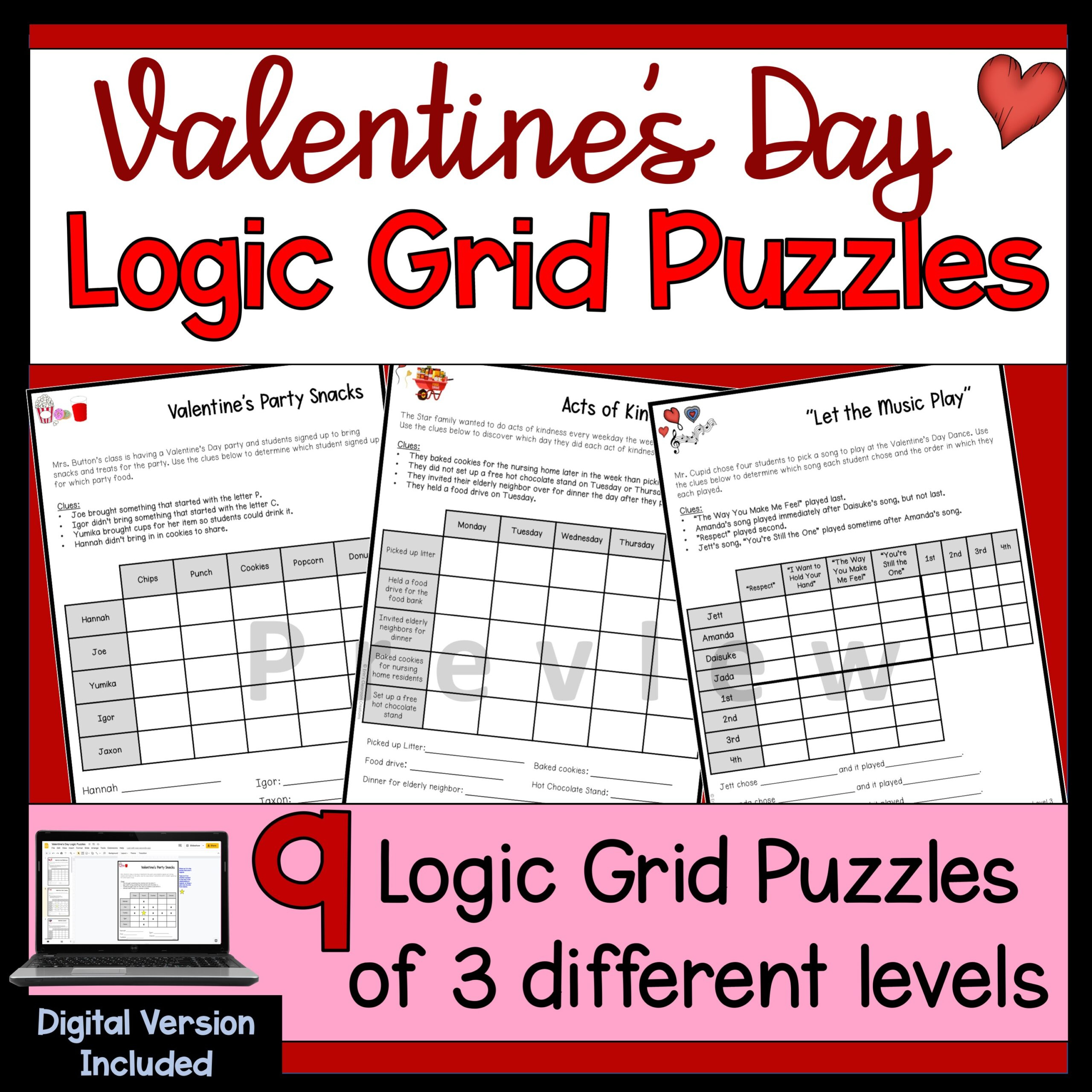 Valentines Day Logic Puzzles | Madeteachers regarding Valentines Logic Puzzle Printable