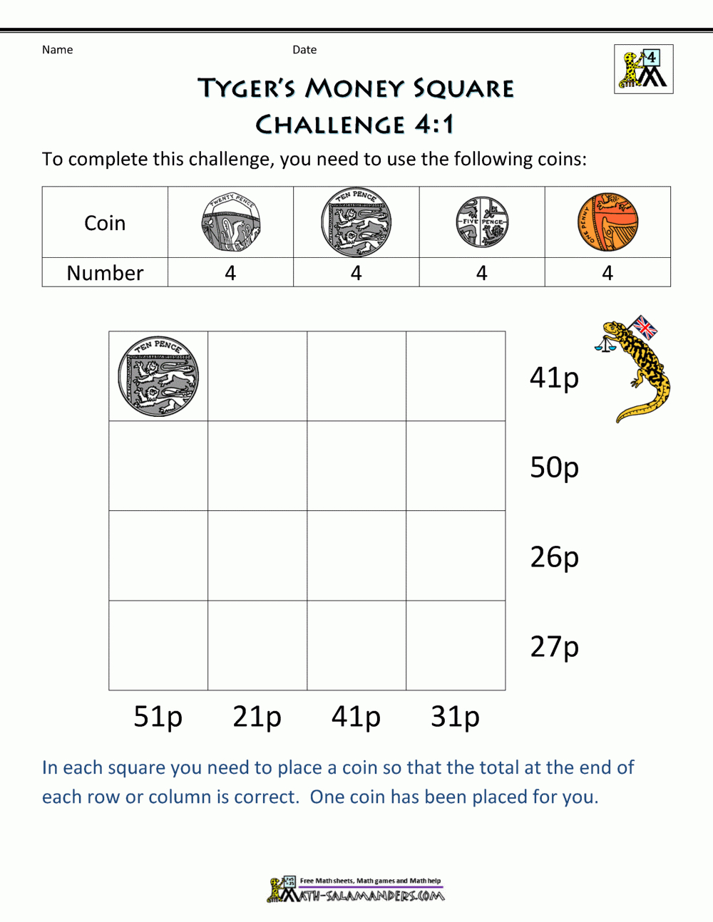 Year 4 Money Challenges with regard to Printable Money Logic Puzzles